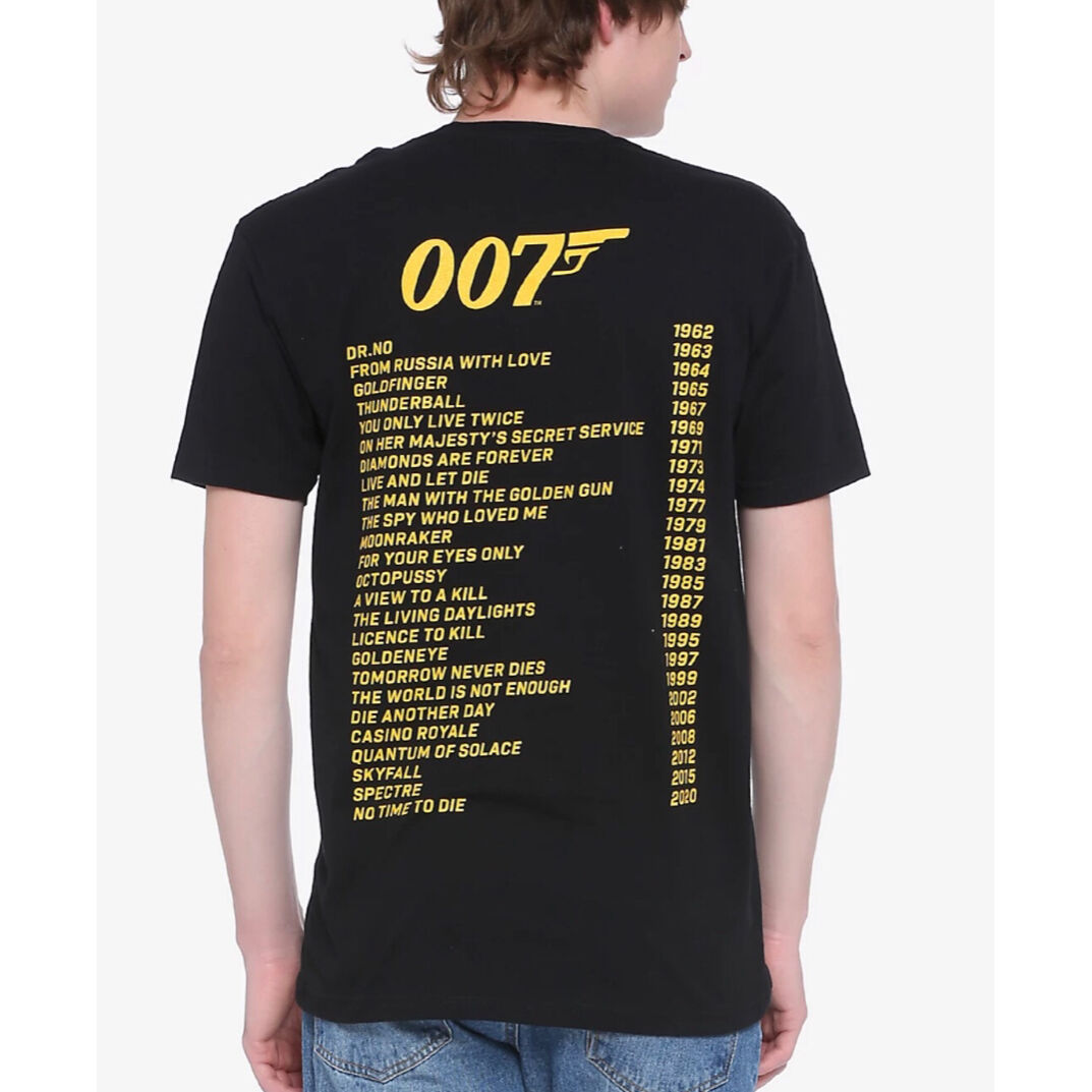 【USA直輸入】007　ジェームズ　ボンド　年号　Tシャツ　映画　スパイ　ダブルオーセブン　 ノー・タイム・トゥ・ダイ