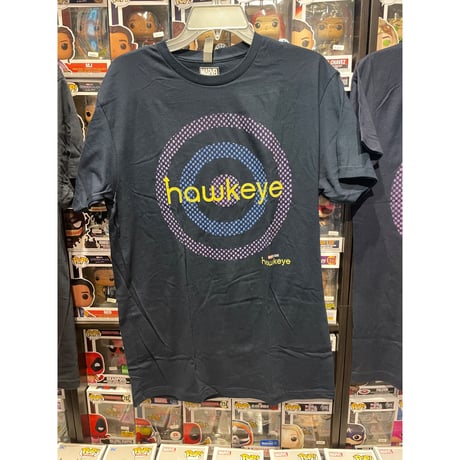 【USA直輸入】MARVEL　ホークアイ　HAWKEYE　ロゴ　Tシャツ　マーベル　ドラマ　ディズニープラス　Disney+　クリント バートン　Sサイズ バイオレット　Mサイズ ネイビー ブラック