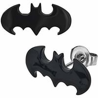 【ＵＳＡ直輸入】DCコミックス　バットマン　ロゴ　ダイカット　ピアス　黒色　アクセサリー　イヤリング　DC　ジャスティスリーグ