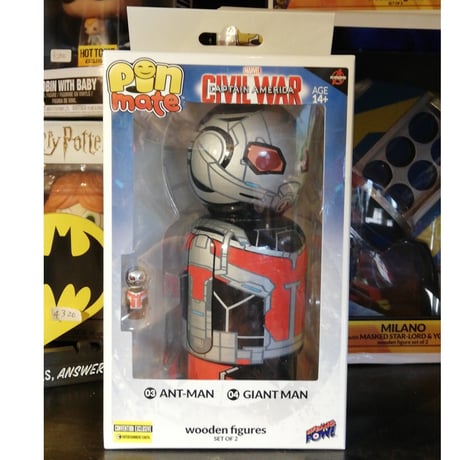 【USA直輸入】MARVEL　Pin Mate　ピン メイト　木製 フィギュア　キャプテンアメリカ　シビルウォー　アントマン ＆ ジャイアントマン　2セット　マーベル