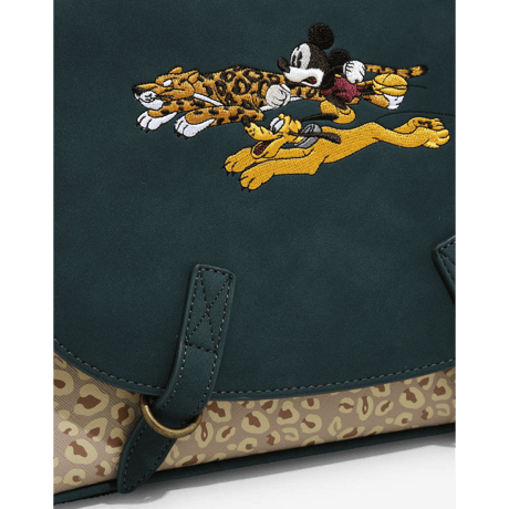 【USA直輸入】DISNEY　ミッキーマウス ＆ プルート ＆ レオパード　ショルダーバッグ　ヒョウ柄　裏地は足跡柄　ディズニー　ラウンジフライ　 Loungefly　肩掛け バッグ　ミッキー