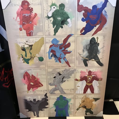 【USA直輸入】DCコミックス　ジャスティスリーグ　ウッド　ウォールデコ　看板　インテリア　壁掛け　ポスター　バットマン　ワンダーウーマン　スーパーマン
