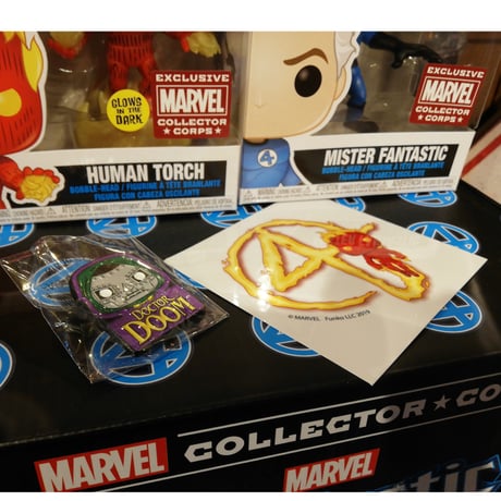 【USA直輸入】MARVEL　FUNKO　マーベル　コレクターコープス　ファンタスティック・フォー　POP！　フィギュア　ポップ ＆ Tシャツ ＆ ピンズ ＆ シール　ヒューマントーチ