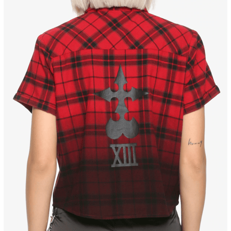 【USA直輸入】DISNEY　キングダムハーツ III　AXEL PLAID　アクセル　チェック柄 レディース　半袖シャツ　ディズニー　半袖　シャツ　XIII機関のメンバー　GAME　ゲーム