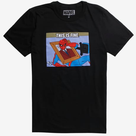 【USA直輸入】MARVEL　スパイダーマン 　This Is Fine　Tシャツ　マーベル　SpiderMan　半袖　アベンジャーズ