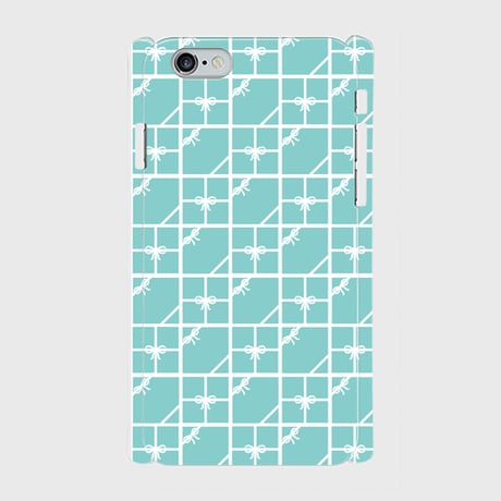 名入れオプション可♡ティファニーブルーのリボン風タイル柄スマホケース♪対応機種多数あり
