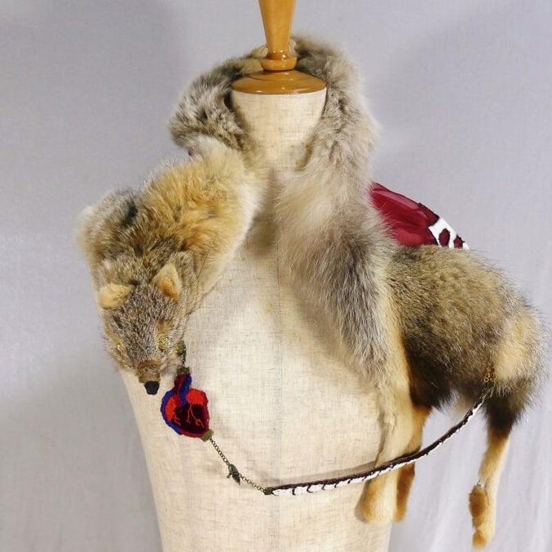 毛皮、テン、タヌキ、キツネの襟巻き eM156T 希少高級ヴィンテージ キツネの襟巻きリアルファー Fox