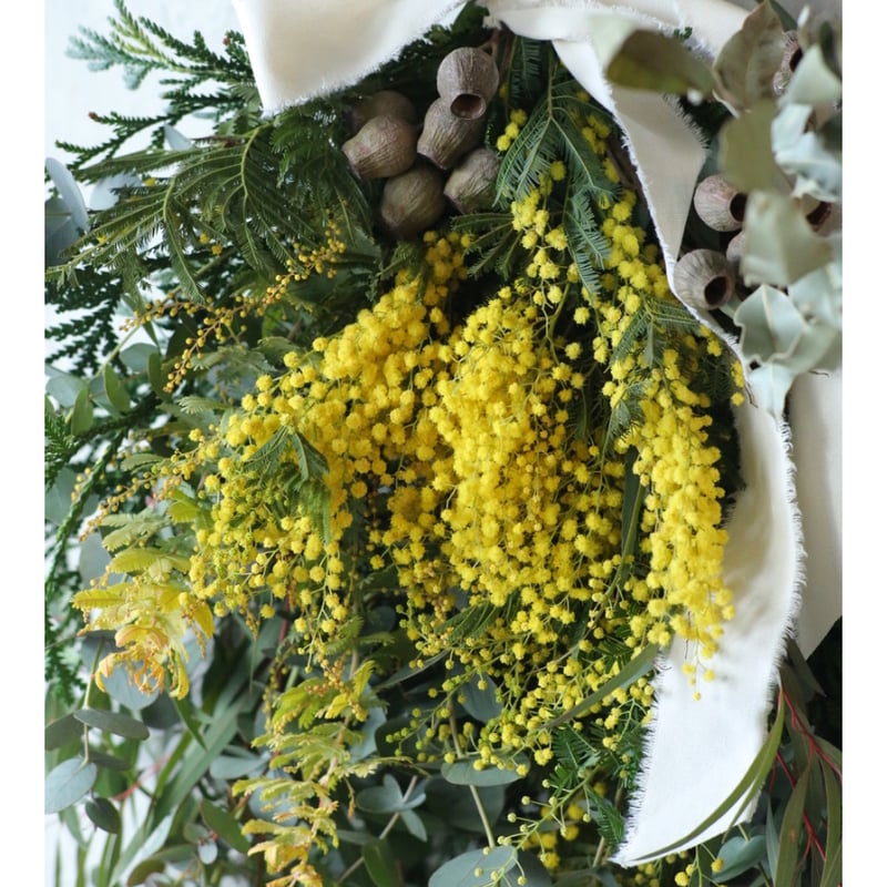 ミモザとグリーンのスワッグ（壁飾り）定番サイズ | oeuvre