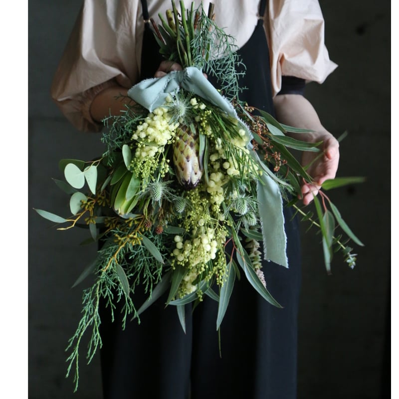 プロテアニオベとミモザの春スワッグ えらう 