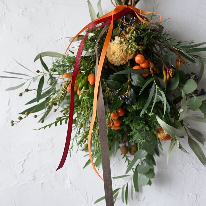 期間限定＞3種リボン・秋の実物スワッグ（小サイズ） | oeuvre