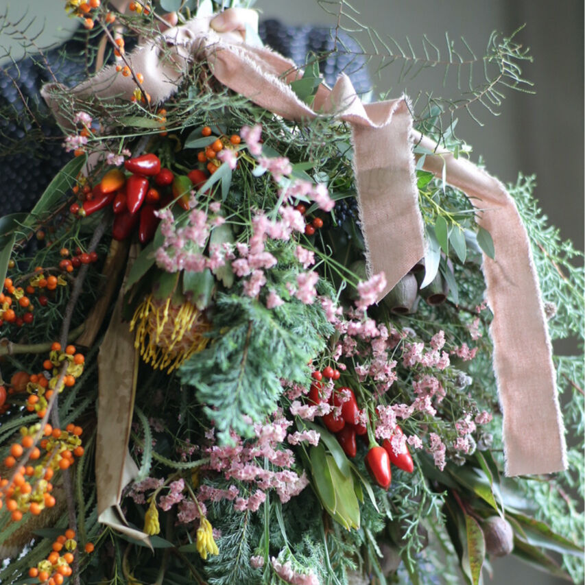 スワッグ　ドライフラワー  特大 dry-flower-bouquet-swag-red-