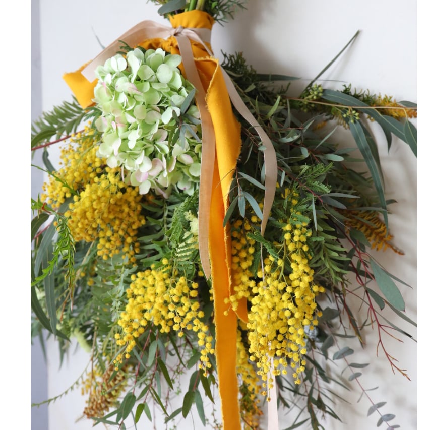 期間限定＞ミモザと紫陽花のスワッグ（定番サイズ） | oeuvre