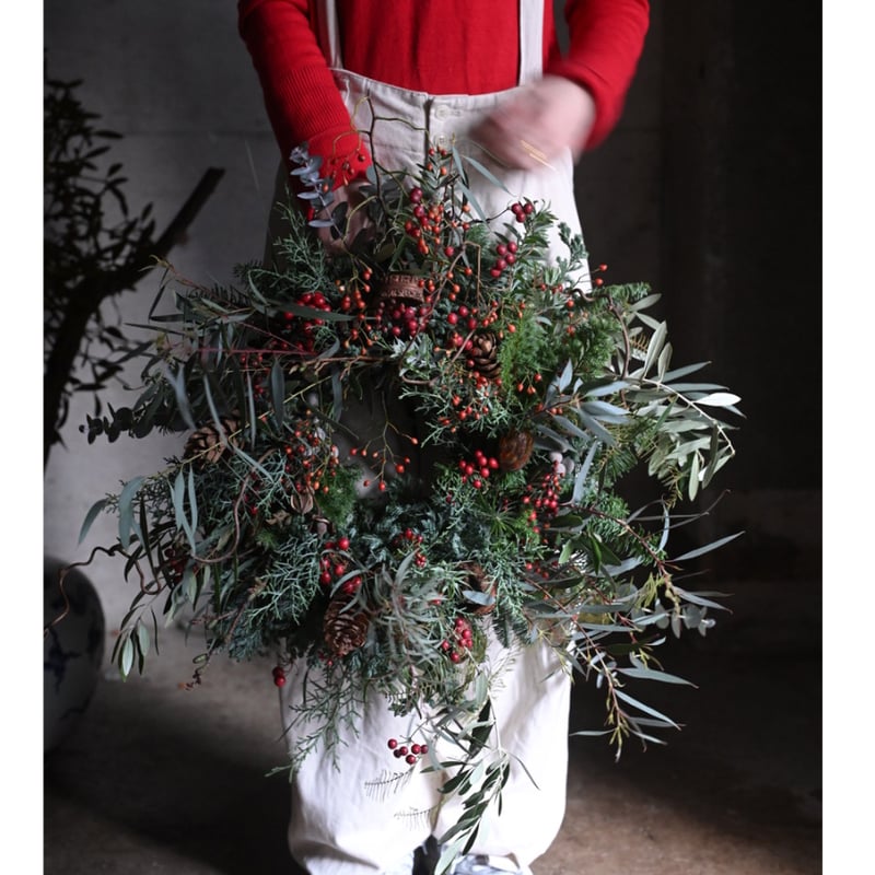 2025 ウヴルのクリスマスリース（赤×茶×緑) | oeuvre