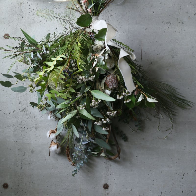 季節のグリーンで作るスワッグ（壁飾り）特大サイズ | oeuvre