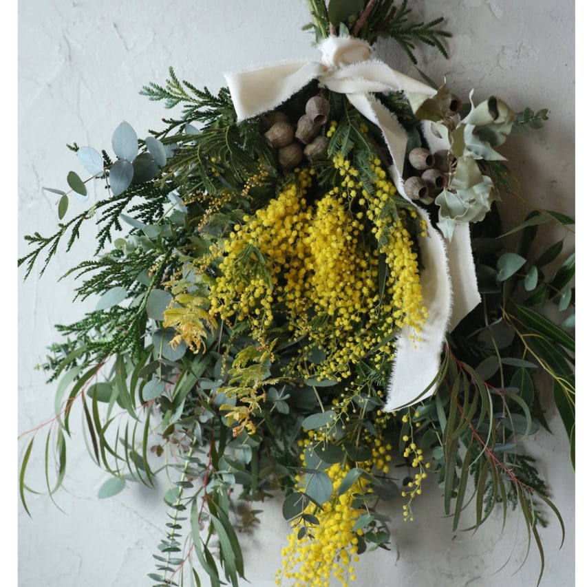 スワッグ(ミモザの木) / ドライフラワー　スワッグ　壁掛け　ミモザ　ユーカリ スワッグ(ミモザの木) / ドライフラワー スワッグ 壁掛け ミモザ