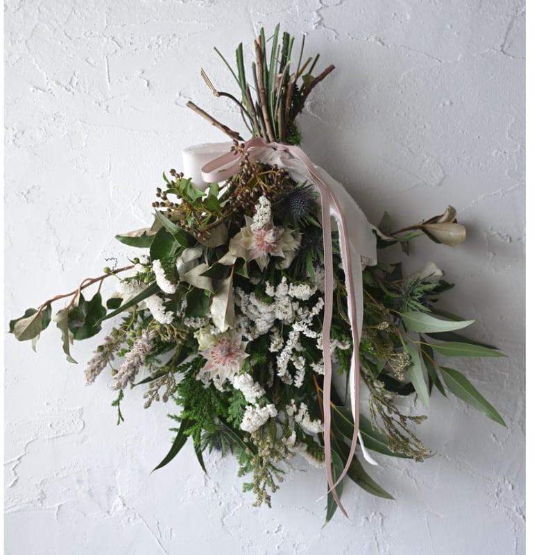 白いリボンのスワッグ（壁飾り）小サイズ | oeuvre