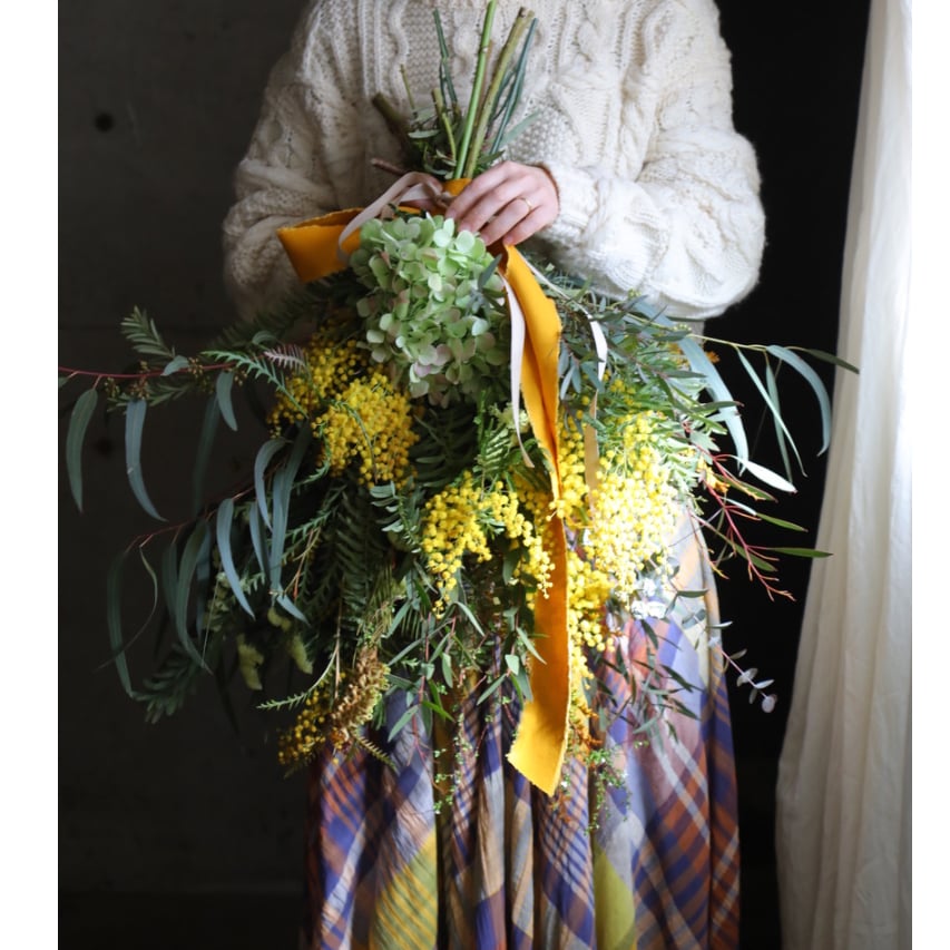 期間限定＞ミモザと紫陽花のスワッグ（定番サイズ） | oeuvre