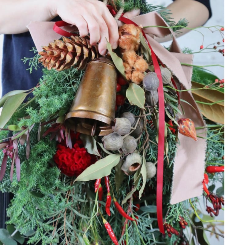 期間限定＞ベル付き/ブロンズ・クリスマススワッグ（定番サイズ） | oeuvre