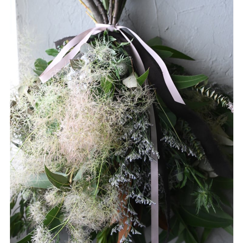 15.スモークツリースワッグ 期間限定＞ベル付き・スモークツリーのサマースワッグ（壁飾り）定番