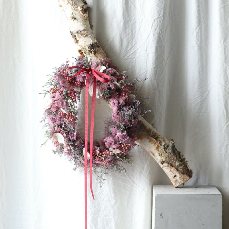 季節限定＞スモークツリーとスターチス、ピンクペッパーのリース