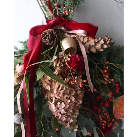 ＜期間限定＞ベル付き・X'masスワッグ（定番サイズ）