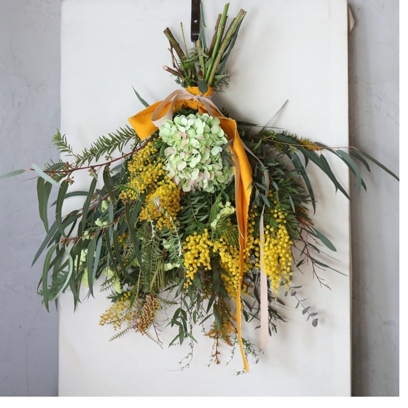 期間限定＞ミモザと紫陽花のスワッグ（定番サイズ） | oeuvre