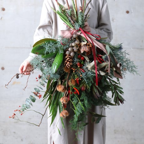 ＜期間限定＞ベル付き/ブロンズ・クリスマススワッグ（定番サイズ）
