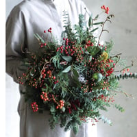 ウヴルのクリスマスリース2023　定番サイズ（赤×茶×緑）