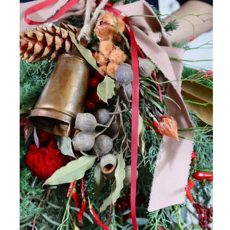 期間限定＞ベル付き/ブロンズ・クリスマススワッグ（定番サイズ） | oeuvre