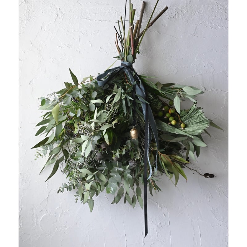 ユーカリ香るグリーンリース　パンパスグラス　グレビレア ユーカリ香るグリーンリース パンパスグラス グレビレア