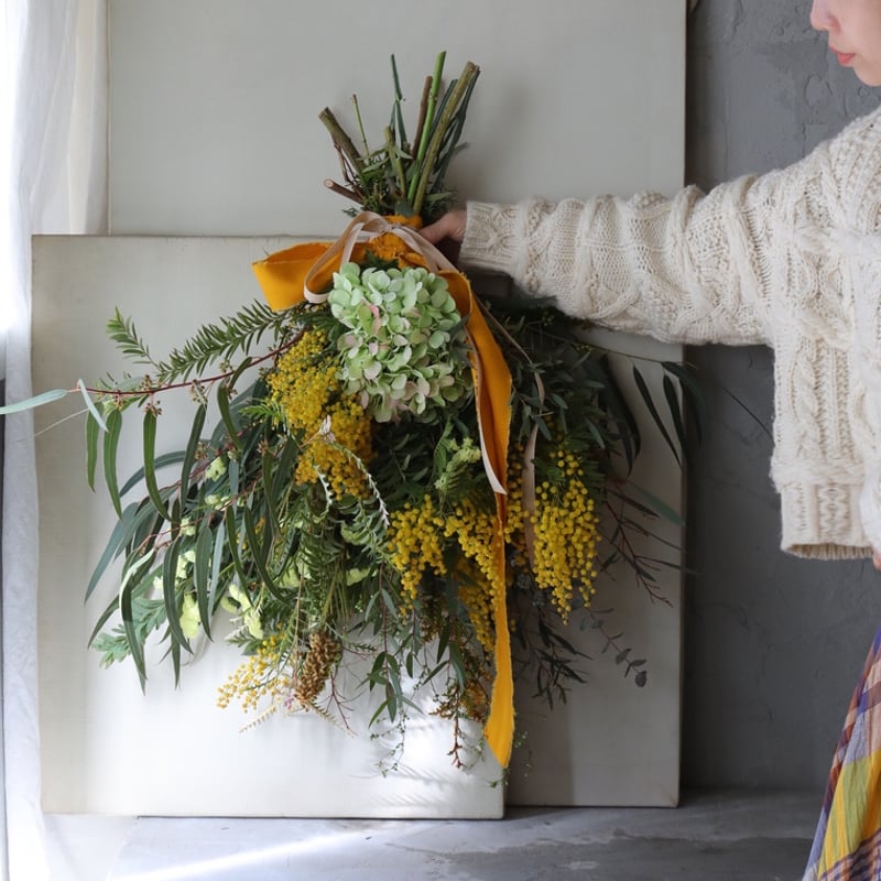 期間限定＞ミモザと紫陽花のスワッグ（定番サイズ） | oeuvre