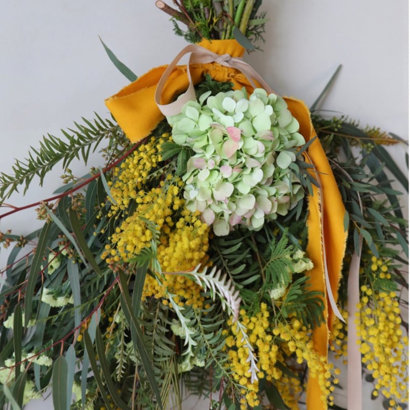 期間限定＞ミモザと紫陽花のスワッグ（定番サイズ） | oeuvre