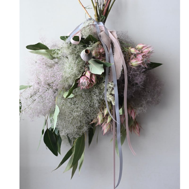 数量限定＞ベル付き・スモークツリーとセルリアのスワッグ（壁