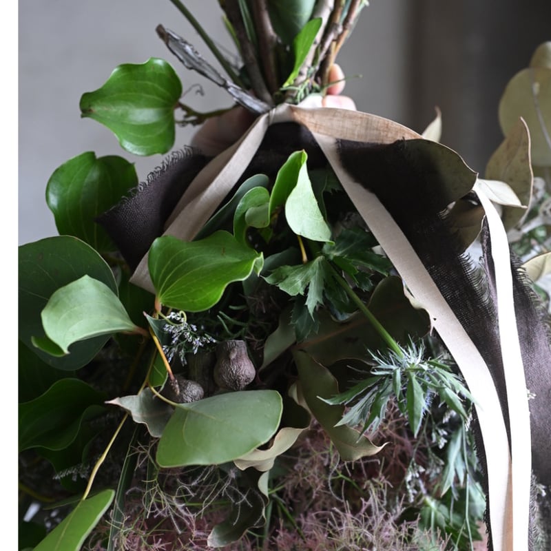 ご売約　青葉雨　スモークツリーとアジサイのスワッグ ご売約 青葉雨 スモークツリーとアジサイのスワッグ