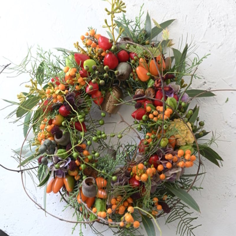 1.秋色水無月オーバルリース 1.秋色水無月オーバルリース