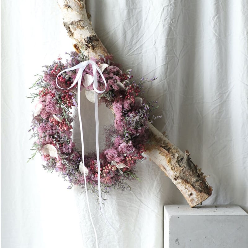 季節限定＞スモークツリーとスターチス、ピンクペッパーのリース