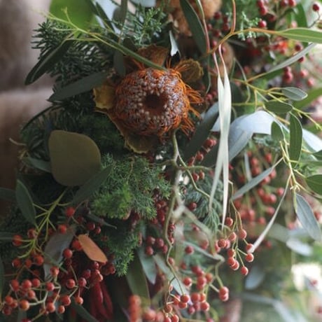 ウヴルのクリスマスリース　定番サイズ（赤×茶×緑）