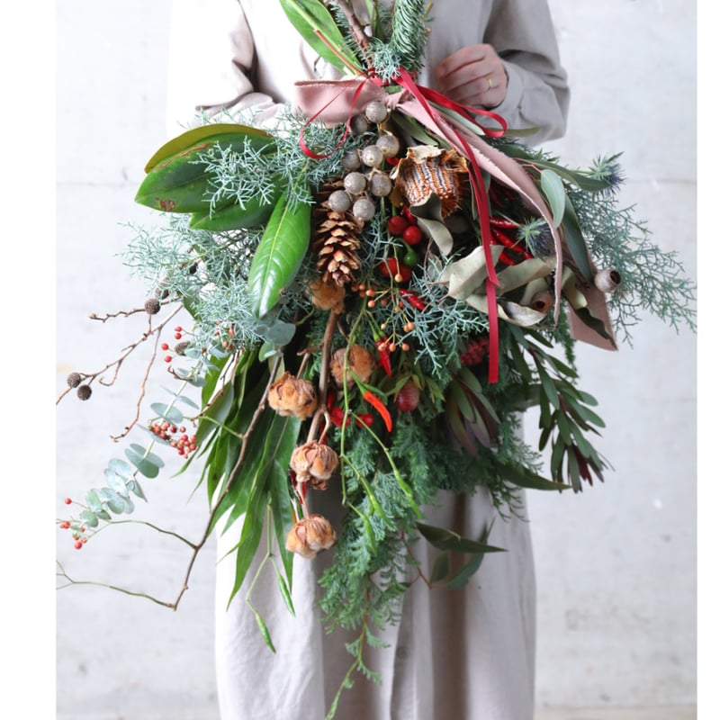 造花 スワッグ クリスマス 新品 期間限定＞ベル付き・クリスマススワッグ（定番サイズ） | oeuvre