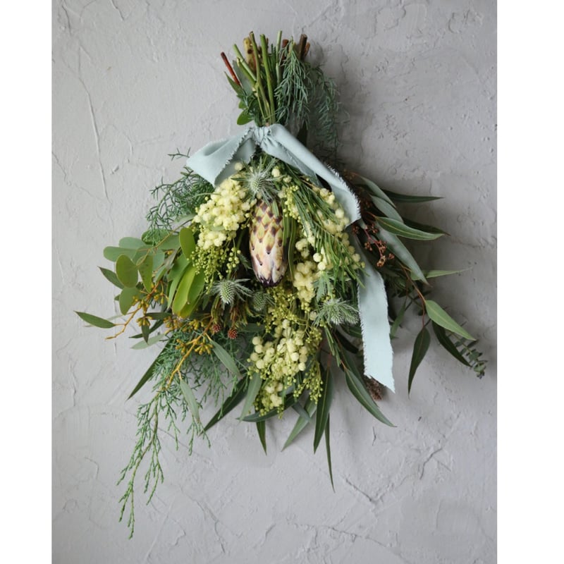 専用＊ダークネイビープロテア&ミモザ　ドライフラワースワッグ 専用＊ダークネイビープロテア&ミモザ ドライフラワースワッグ 専用