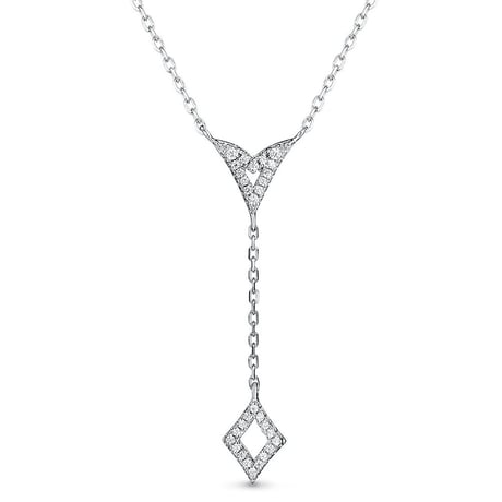 Tinysand キラキラ 菱形 ペンダント シルバー 925 ＆ ジルコニア ネックレス ファッション ビジュー レディース 純銀 ジュエリー 44cm