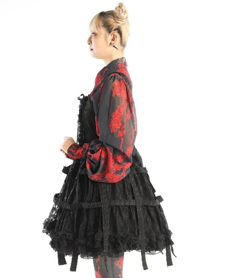 h.NAOTO/エイチ・ナオト Rose Bird Cage Dress (Black)【M/