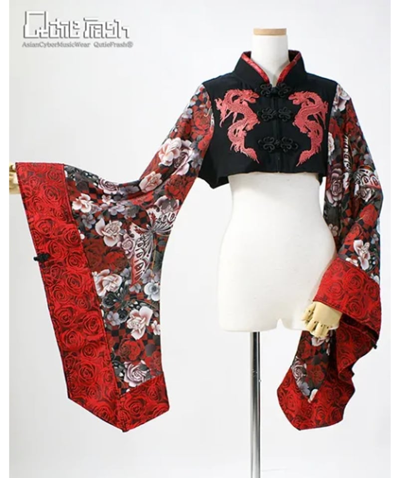 キューティーフラッシュ　姫袖チャイナカットソー　赤✕黒 キューティーフラッシュ 姫袖チャイナカットソー 赤✕黒 - メルカリ