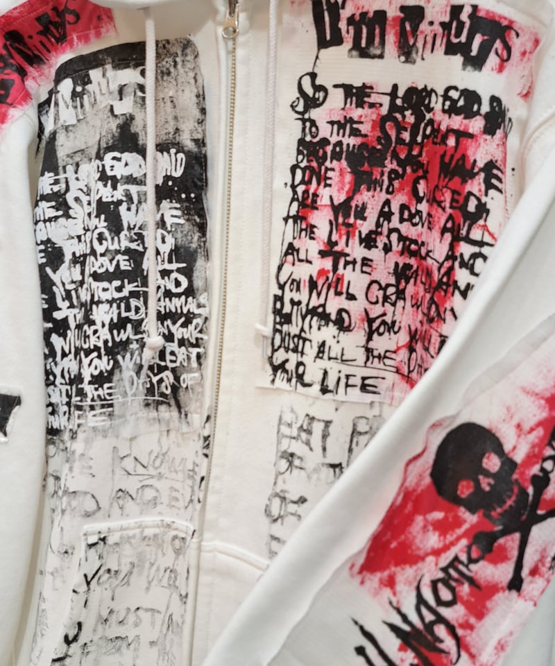 h.NAOTO/エイチ・ナオト Anarchy Destroy Hoodie(WH/L) h.NAOTO/エイチ・ナオト Anarchy Destroy Hoodie(WH/L)
