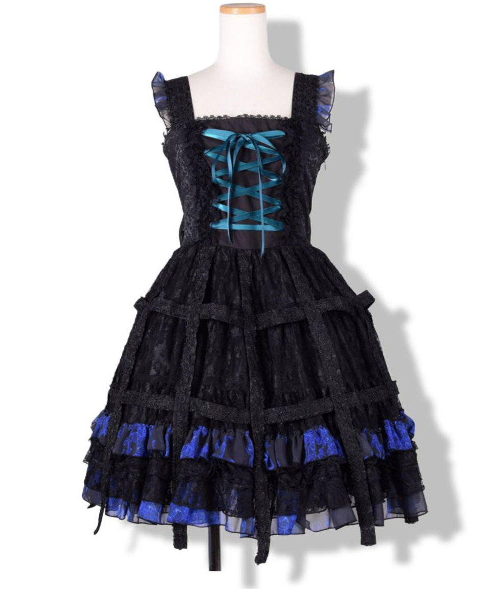 h.NAOTO h.HONEY バタフライリボンワンピース ミント×黒 新品 h.NAOTO/エイチ・ナオト Blue Bloody Rose Bird Cage Dres