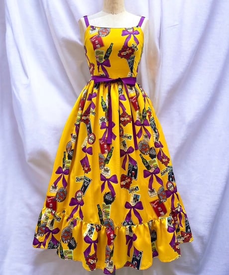 Perla nell' ostrica　Tipsy Ribbon Jumper Skirt（yellow）Lサイズ