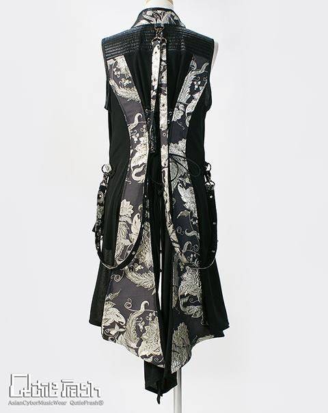 キューティーフラッシュ チャイナドレス ブラック×グレー QutieFrash/キューティーフラッシュ9918-BT 後ろロングチャイナベスト