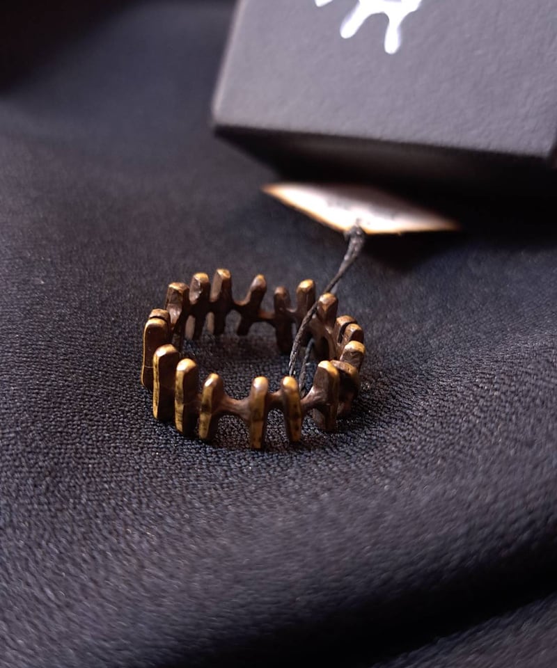 【珍品】活字 活版 リング 真鍮 烏堂/からすどう 縫い傷リング（真鍮）（size：11.13.15.17.19