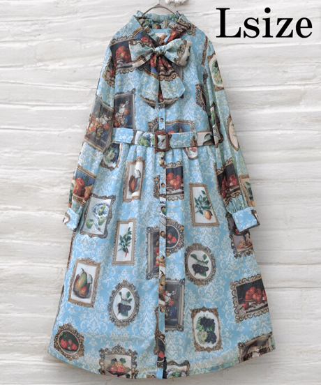 Fruit Still Life Art Museum one-piece dress（sax）