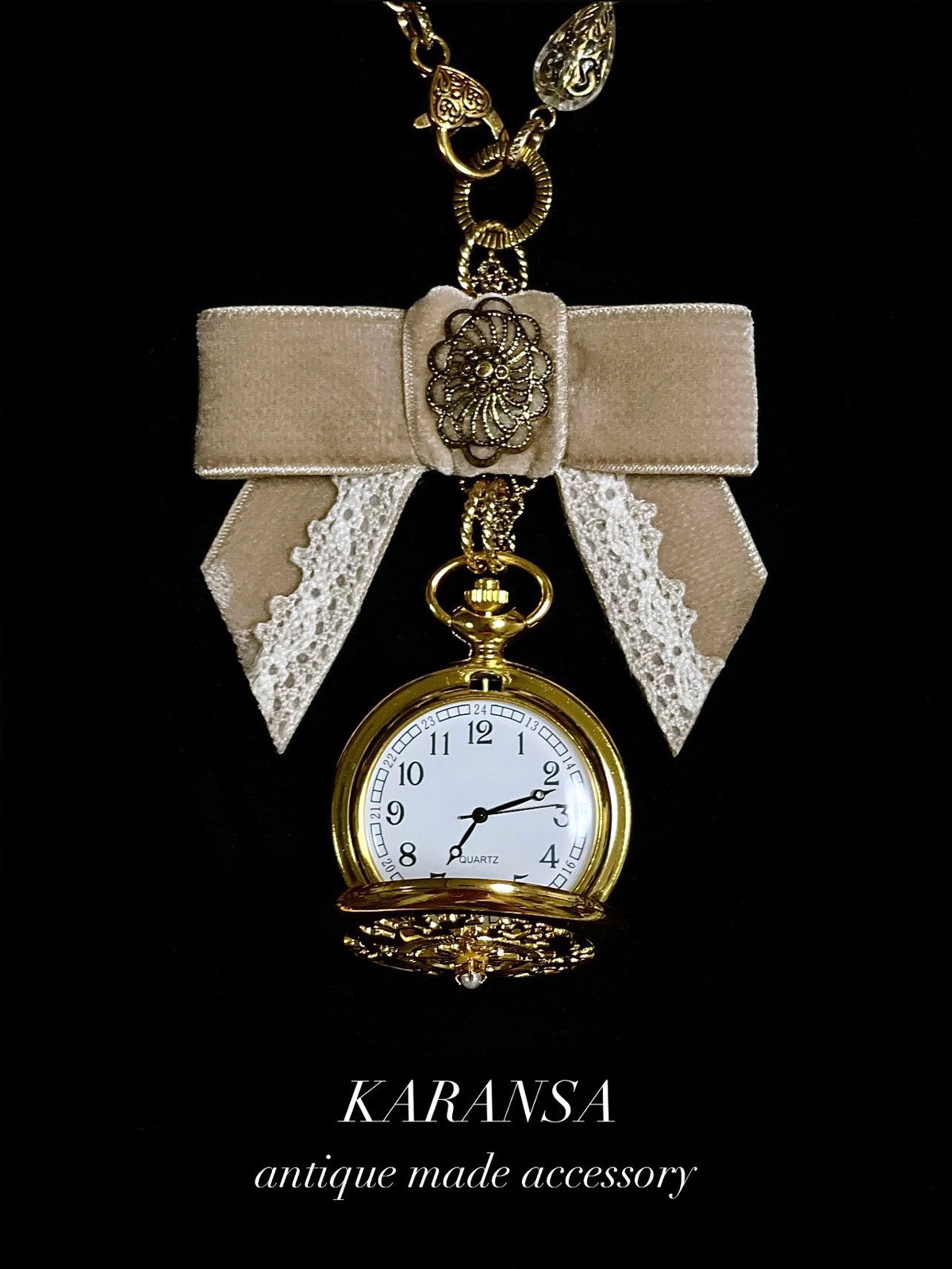 ウ*茶様 遺品整理 指輪、ネックレス、懐中時計など KARANSA/カランサ KN-516《古城のアリス・懐中時計》 クォーツ