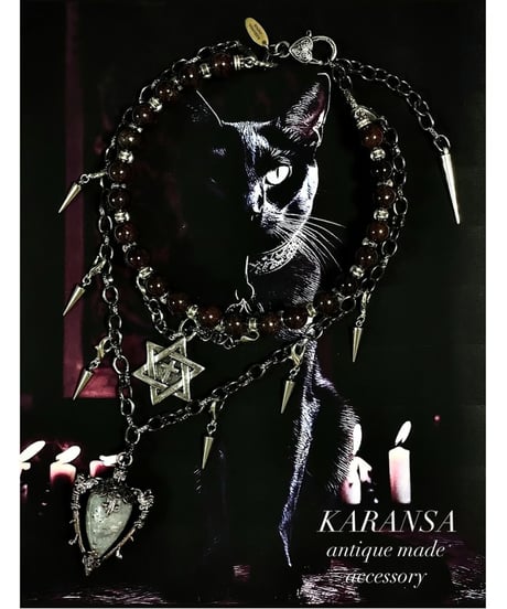 KARANSA/カランサ　KN-564《ダビデ王Ⅱ・ガーネット＆ラブラドライト》 天然石・チョーカーネックレス3way